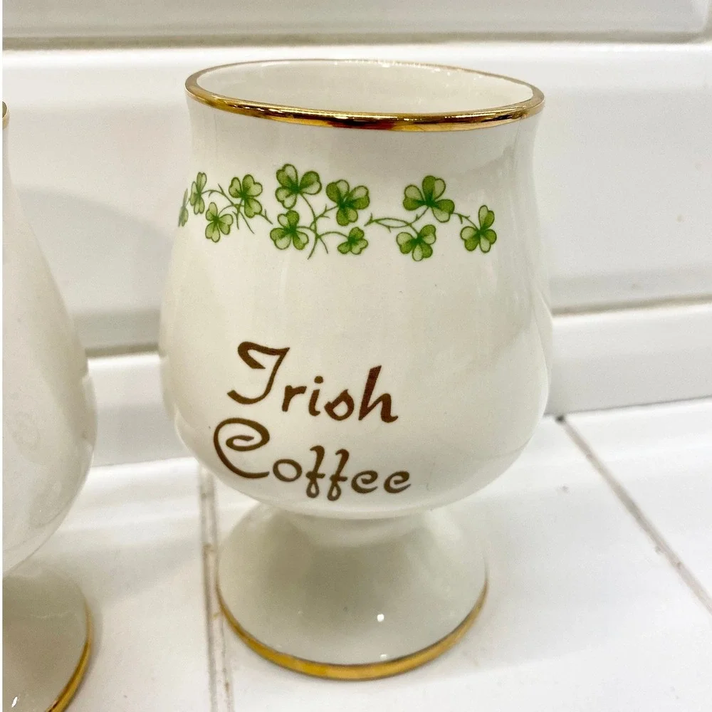 Vintage Carrigcraft Ceramic Irish Coffee Cup, Shamrock St Patrick's Day‎ Decor